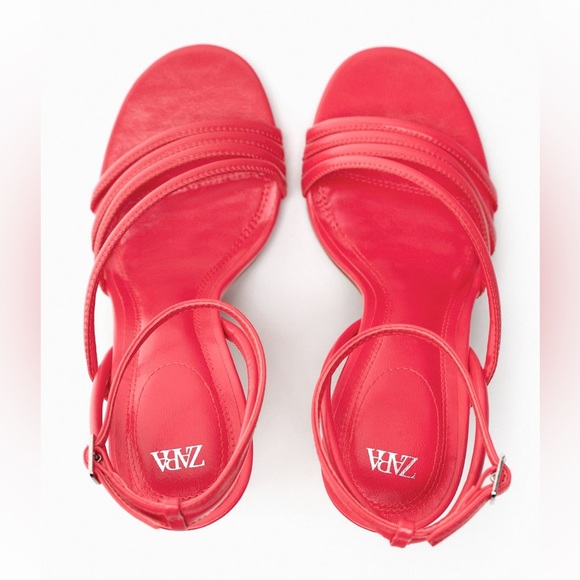 Zara HIGH HEELED STRAP SANDALS. Hot Pink. Size 6.5. New with Tags. - Picture 7 of 10